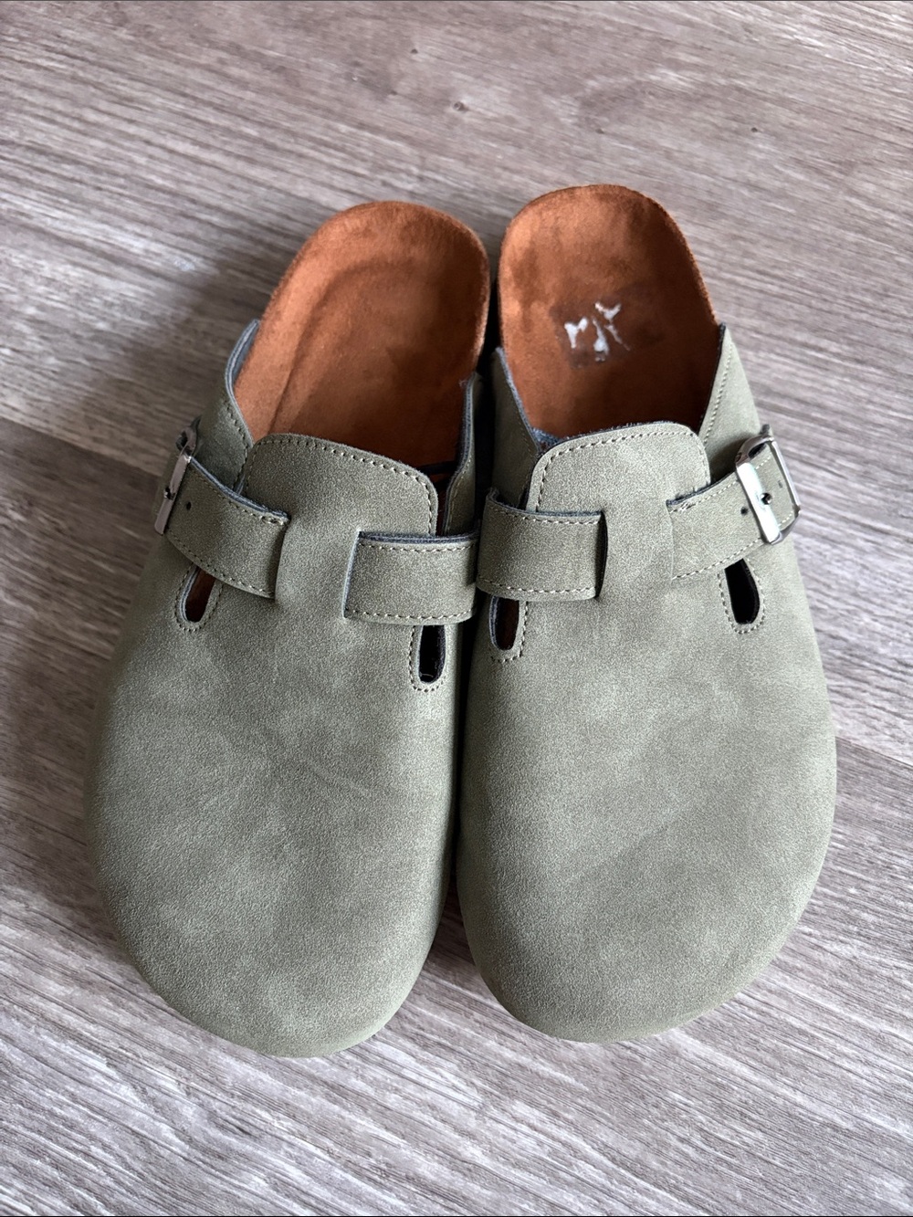 Women’s Green Suede Clogs Size 8